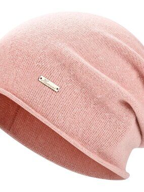 Unisex Sparkle Pink​ 100% Wool Warm Knit Pull-On Winter Slouchy Skull Beanie Cap